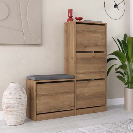 Παπουτσοθήκη μελαμίνης Dude  χρώμα ανοιχτό καφέ 104,8x26x118,5εκ.