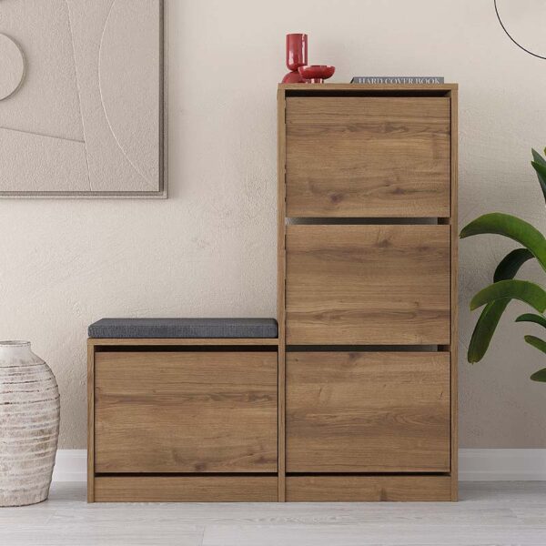 Παπουτσοθήκη μελαμίνης Dude  χρώμα ανοιχτό καφέ 104,8x26x118,5εκ.