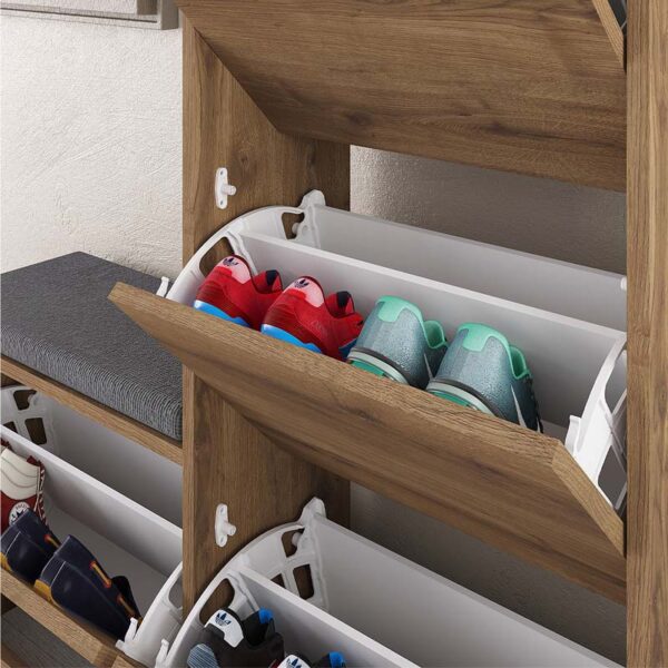 Παπουτσοθήκη μελαμίνης Dude  χρώμα ανοιχτό καφέ 104,8x26x118,5εκ.