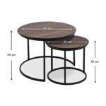 Τραπεζάκια σαλονιού Gary Mdf - μεταλλικό χρώμα καρυδί 65x65x44εκ.