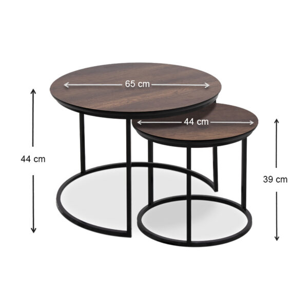 Τραπεζάκια σαλονιού Gary Mdf - μεταλλικό χρώμα καρυδί 65x65x44εκ.