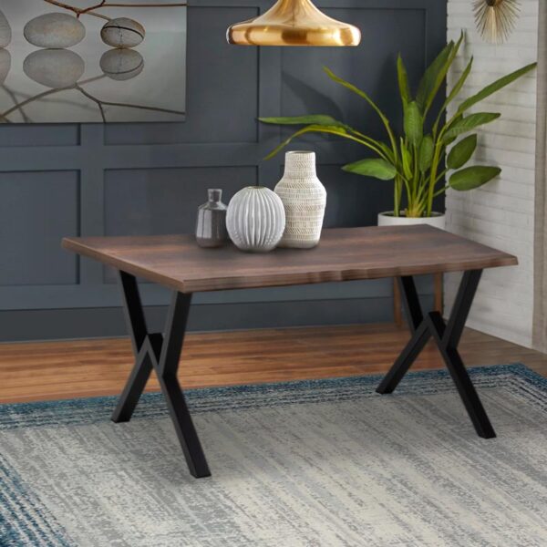 Τραπέζι Walter Mdf - μεταλλικό χρώμα καρυδί 140x80x75εκ.