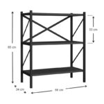 Βιβλιοθήκη Jocasta μεταλλική - μελαμίνης χρώμα ανθρακί 66x34x85εκ.