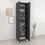 Ντουλάπα - Παπουτσοθήκη μελαμίνης Lilly χρώμα ανθρακί 49x32x178εκ.
