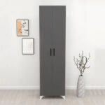 Ντουλάπα - Παπουτσοθήκη μελαμίνης Lilly χρώμα ανθρακί 49x32x178εκ.