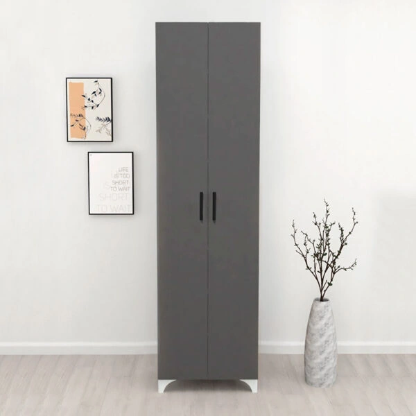 Ντουλάπα - Παπουτσοθήκη μελαμίνης Lilly χρώμα ανθρακί 49x32x178εκ.