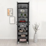 Ντουλάπα - Παπουτσοθήκη μελαμίνης Lilly χρώμα ανθρακί 49x32x178εκ.