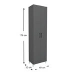 Ντουλάπα - Παπουτσοθήκη μελαμίνης Lilly χρώμα ανθρακί 49x32x178εκ.