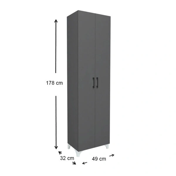 Ντουλάπα - Παπουτσοθήκη μελαμίνης Lilly χρώμα ανθρακί 49x32x178εκ.