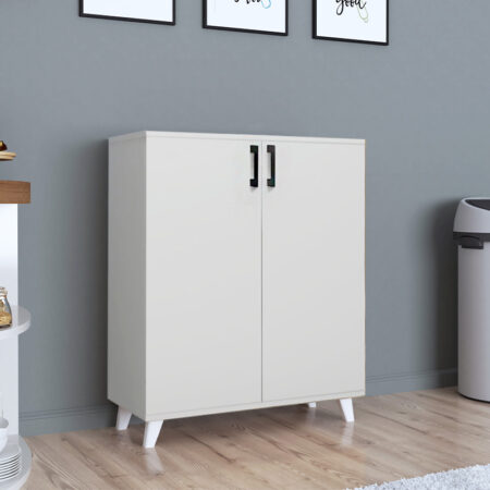 Ντουλάπι κουζίνας/μπάνιου - Παπουτσοθήκη μελαμίνης Lilly χρώμα λευκό 72x32,5x88εκ.