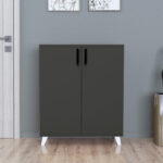 Ντουλάπι κουζίνας/μπάνιου - Παπουτσοθήκη μελαμίνης Lilly χρώμα ανθρακί 72x32,5x88εκ.