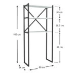 Έπιπλο πλυντηρίου Mindy  μεταλλικό - μελαμίνης χρώμα μαύρο - λευκό 66x34x160εκ.