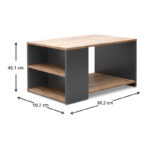 Τραπεζάκι σαλονιού Sylvia από μελαμίνη χρώμα pine oak - ανθρακί 90,2x59,2x48,1εκ.