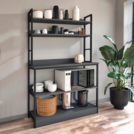 Έπιπλο κουζίνας Foyer μεταλλικό - μελαμίνης χρώμα μαύρο - ανθρακί 101x36x160,7εκ.