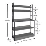 Έπιπλο κουζίνας Foyer  μεταλλικό - μελαμίνης χρώμα μαύρο - ανθρακί 101x36x160,7εκ.