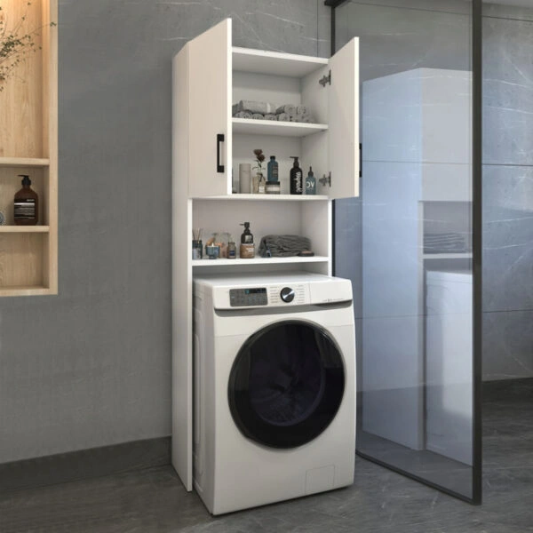 Έπιπλο πλυντηρίου Holton  από μελαμίνη χρώμα λευκό 65,5x30x180εκ.