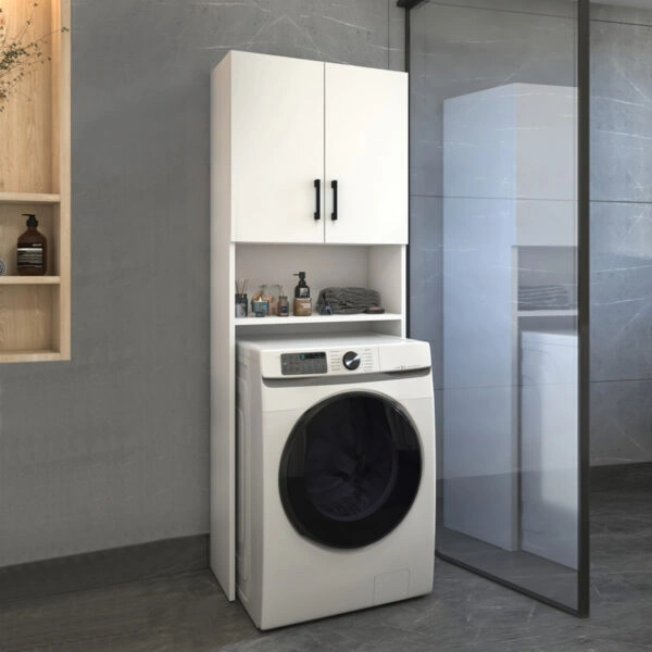 Έπιπλο πλυντηρίου Holton  από μελαμίνη χρώμα λευκό 65,5x30x180εκ.