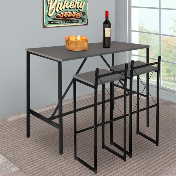 Τραπέζι μπαρ - stand Crego μεταλλικό - μελαμίνης χρώμα ανθρακί - μαύρο 100x45x89εκ.