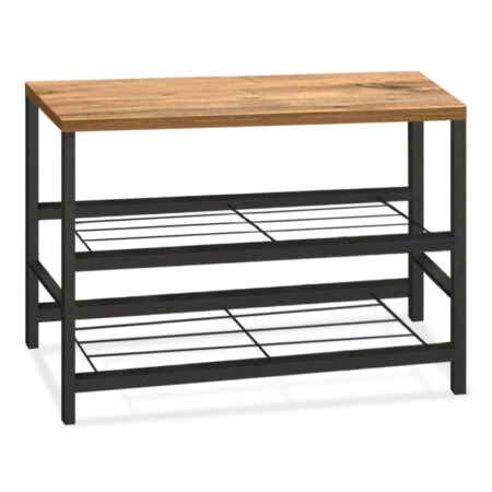 Παπουτσοθήκη Dalia 6 ζευγών μεταλλική - μελαμίνης χρώμα μαύρο - pine oak 65x30x45εκ.