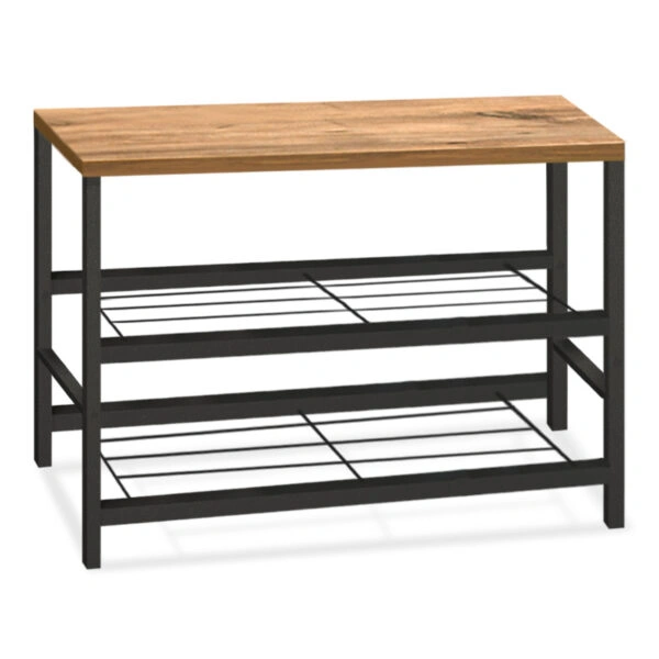 Παπουτσοθήκη Dalia 6 ζευγών μεταλλική - μελαμίνης χρώμα μαύρο - pine oak 65x30x45εκ.