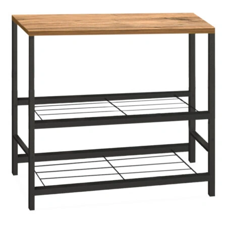Βοηθητικό τραπεζάκι για φουρνάκι Mulligan μεταλλικό - μελαμίνης χρώμα μαύρο - pine oak 80x40x80εκ.