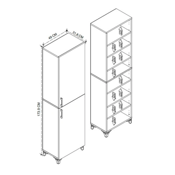 Ντουλάπι κουζίνας/μπάνιου Charlie  χρώμα λευκό 49x31,8x173,9εκ.