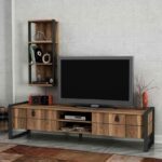 Σύνθεση τηλεόρασης Ursula από μελαμίνη χρώμα καρυδί - μαύρο 184,5x34x45εκ.