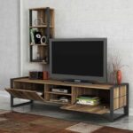 Σύνθεση τηλεόρασης Ursula από μελαμίνη χρώμα καρυδί - μαύρο 184,5x34x45εκ.