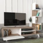 Έπιπλο τηλεόρασης Ceren  από μελαμίνη χρώμα λευκό - cordoba 149,5x31x131,6εκ.