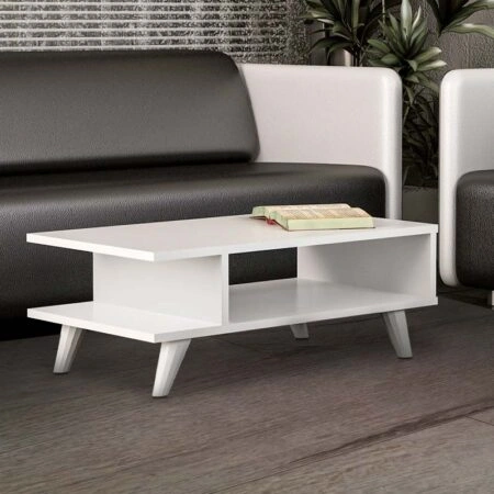 Τραπεζάκι σαλονιού Titus από μελαμίνη χρώμα λευκό 80x45x30εκ.