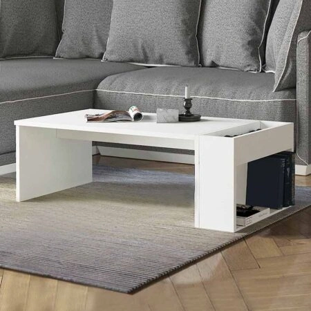 Τραπεζάκι σαλονιού View από μελαμίνη χρώμα λευκό 95x50x34εκ.