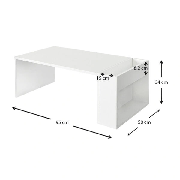 Τραπεζάκι σαλονιού View  από μελαμίνη χρώμα λευκό 95x50x34εκ.