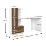 Γραφείο εργασίας Domingo  από μελαμίνη χρώμα λευκό - καρυδί 149,5x60x120εκ.