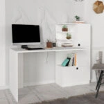Γραφείο εργασίας Merino  από μελαμίνη χρώμα λευκό 149,5x61,8x120εκ.