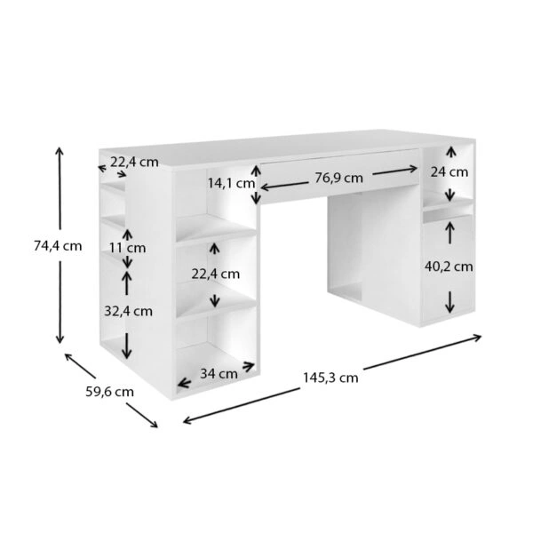 Γραφείο εργασίας Pontus  από μελαμίνη χρώμα λευκό 145x60x74,4εκ.