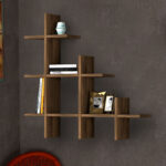 Ραφιέρα τοίχου Juke από μελαμίνη χρώμα καρυδί 81,8x18x80εκ.