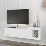 Έπιπλο τηλεόρασης επιτοίχιο Volare από μελαμίνη χρώμα λευκό 150x29,6x38,6εκ.