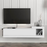 Έπιπλο τηλεόρασης επιτοίχιο Volare από μελαμίνη χρώμα λευκό 150x29,6x38,6εκ.