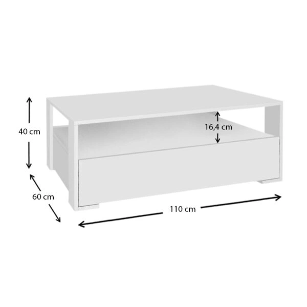 Τραπεζάκι σαλονιού Balina  από μελαμίνη χρώμα λευκό 110x60x40εκ.