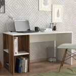 Γραφείο εργασίας Coral  από μελαμίνη χρώμα λευκό - καρυδί 140x60x75εκ.