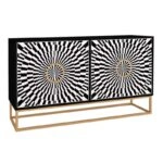 Μπουφές μελαμίνης Gradel χρώμα μαύρο - ασπρόμαυρο 150x35x83,6εκ.