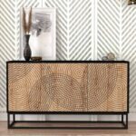 Μπουφές μελαμίνης Themis χρώμα μαύρο - sapphire oak 150x35x83,6εκ.