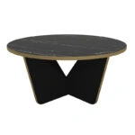 Τραπεζάκι σαλονιού Lagerta χρώμα μαύρο εφέ μαρμάρου Ø75x35εκ.