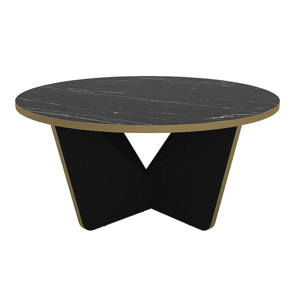 Τραπεζάκι σαλονιού Lagerta χρώμα μαύρο εφέ μαρμάρου Ø75x35εκ.