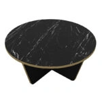 Τραπεζάκι σαλονιού Lagerta χρώμα μαύρο εφέ μαρμάρου Ø75x35εκ.