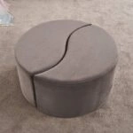 Σκαμπώ Alis  βελούδινο χρώμα ανοιχτό γκρι 80x80x40εκ.