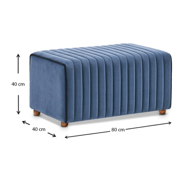 Σκαμπώ Mabel  βελούδινο χρώμα μπλε 80x40x40εκ.