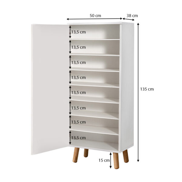 Ντουλάπι κουζίνας/μπάνιου - Παπουτσοθήκη Assiri από μελαμίνη χρώμα λευκό 50x38x135εκ.