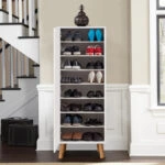 Ντουλάπι κουζίνας/μπάνιου - Παπουτσοθήκη Assiri από μελαμίνη χρώμα λευκό 50x38x135εκ.