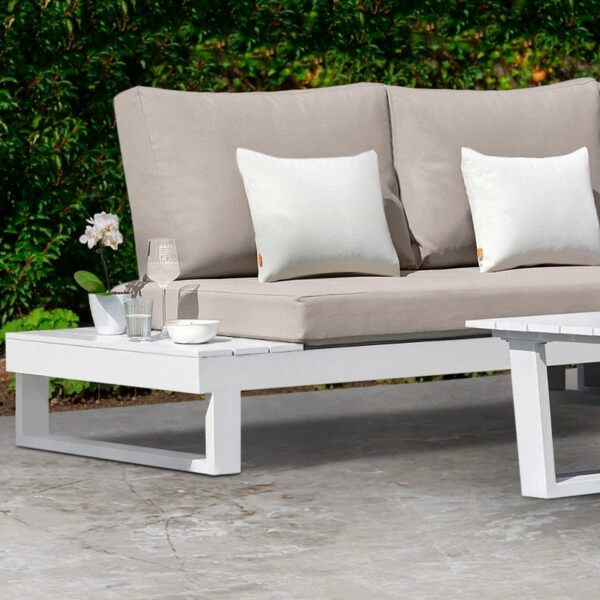 Σαλόνι κήπου γωνιακό Lyra σετ 3 τμχ μέταλλο - ξύλο χρώμα λευκό